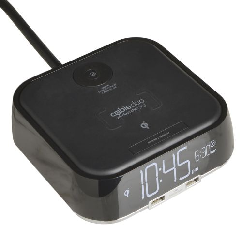 Réveil CubieDuo Brandstand avec station de recharge sans fil Qi, noir